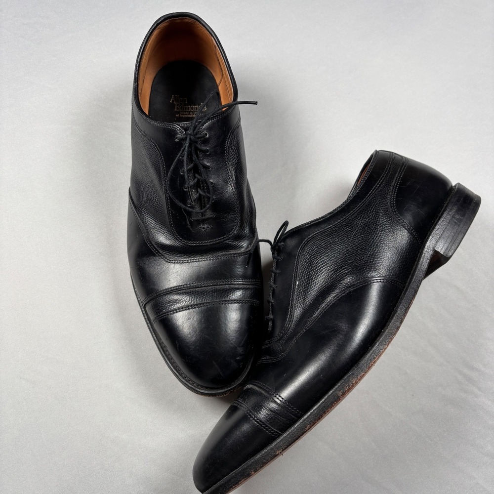 Allen Edmonds Winhall Oxford Men 13 Black 1518 Cap Toe Leather‎ Dress Shoes
